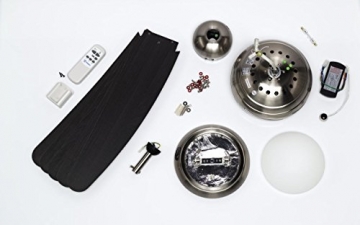 132 cm Deckenventilator Bendan 72557 mit Einzelleuchte und fünf Flügeln, Ausführung in seidenmattem Chrom mit Opalmilchglas - 3