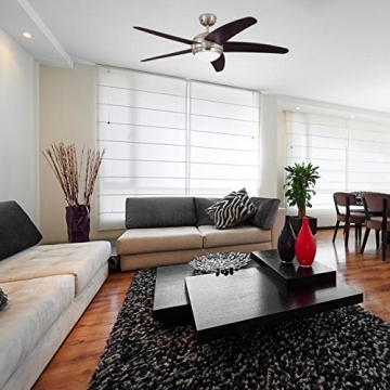 132 cm Deckenventilator Bendan 72557 mit Einzelleuchte und fünf Flügeln, Ausführung in seidenmattem Chrom mit Opalmilchglas - 5