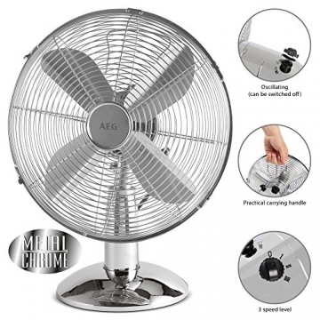 AEG VL 5526 M N Design-Metallventilator, oszillierend, 3 Laufgeschwindigkeiten, 30 cm Durchmesser - 2