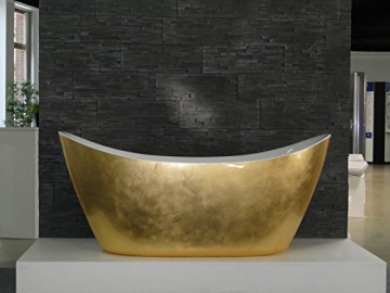 Bernstein Badshop Freistehende Badewanne SIENA Acryl Gold 173 x 73 cm - Standbadewanne mit Blattgold-Oberfläche - 4