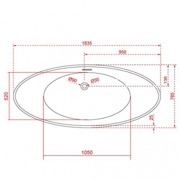 Bernstein Badshop Freistehende Badewanne VICE aus Acryl Standbadewanne in Weiß glänzend - 183,5 x 78,5 x 77 cm - 5