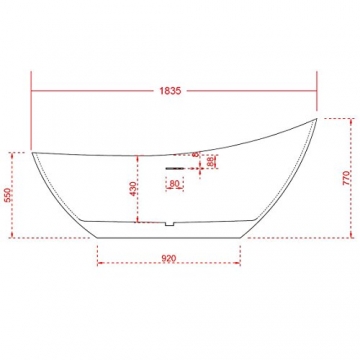 Bernstein Badshop Freistehende Badewanne VICE aus Acryl Standbadewanne in Weiß glänzend - 183,5 x 78,5 x 77 cm - 6