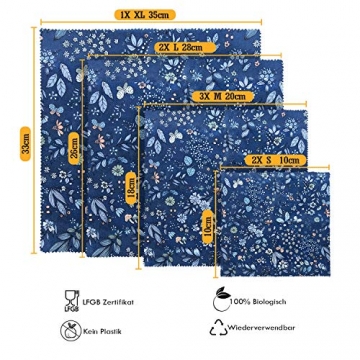 Bienenwachstücher für Lebensmittel I Beeswax Wrap I Bienenwachstuch I Wachstuch I Wiederverwendbare Wachstücher I Wachspapier Zero Waste I Frischhaltefolie wiederverwendbar I Plastikfreie Produkte - 2