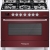 Bompani BO 689 MA/N ROT Gas Elektro Standherd 90cm/ Range Cooker in Diva-line Design/ Gasherd/ Volumen 114L / Herd mit Gas Kochfeld/ 5 Brenner und zentraler 3,8 Kw WOK-Brenner/ Elektro Backofen mit 7 Funktionen/ Erdgas/ Flüssiggas/ Made in Italy/ - 1
