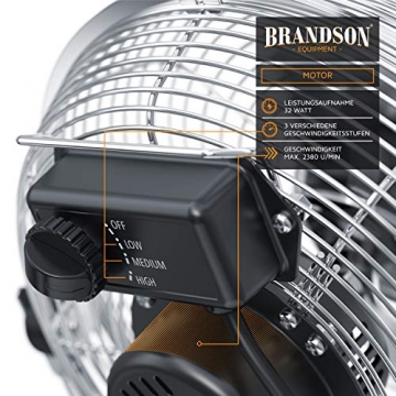 Brandson - Windmaschine Retro Stil Ventilator im Chrom Design - Standventilator 32 Watt - Tischventilator hoher Luftdurchsatz - 2