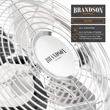 Brandson - Windmaschine Retro Stil Ventilator im Chrom Design - Standventilator 32 Watt - Tischventilator hoher Luftdurchsatz - 3