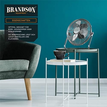 Brandson - Windmaschine Retro Stil Ventilator im Chrom Design - Standventilator 32 Watt - Tischventilator hoher Luftdurchsatz - 4