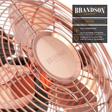 Brandson - Windmaschine Retro Stil - Ventilator im Kupfer Design - Standventilator 32 Watt - Tischventilator Standventilator - hoher Luftdurchsatz - stufenlos neigbarer Ventilatorkopf - 4