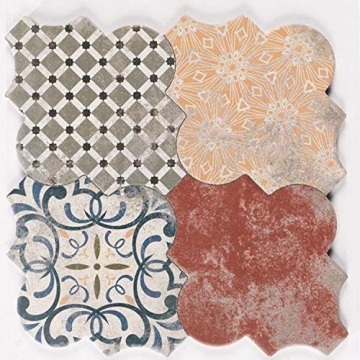 Casa Moro Marokkanische Fliesen Risha Patchwork 45x45 cm 1m² mit Arabesque Form Betonoptik | Orientalische Keramikfliesen für Boden & Wand | FL2130 - 6