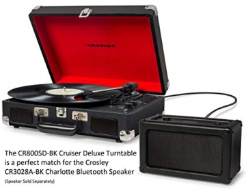 Crosley Cruiser Deluxe Tragbarer Bluetooth Plattenspieler Im Retro-Design Mit Einstellbarer Geschwindigkeitseinstellung, Kopfhörerbuchse, Rca-Ausgang Und Integriertem Lautsprecher - Schwarz - 3
