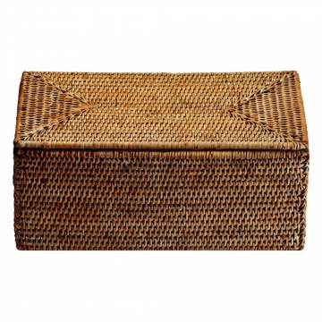 Decor Walther - Basket UTBMD Rattan-Behälter mit Deckel - rattan dunkel/LxBxH 30x15,5x14cm