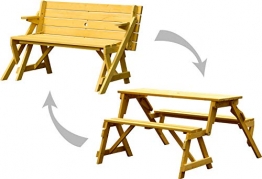 dobar Praktische Garten Sitzbank 2 in 1 Kombination aus Tisch und Bank FSC-Holz, Sitzgarnitur, Hellbraun, 138 x 144 x 77 cm - 1