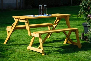 dobar Praktische Garten Sitzbank 2 in 1 Kombination aus Tisch und Bank FSC-Holz, Sitzgarnitur, Hellbraun, 138 x 144 x 77 cm - 8