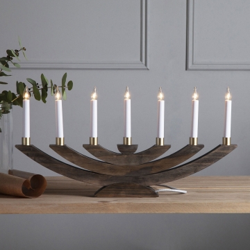 Fensterleuchter Navida, Holz, 7-flammig, braun