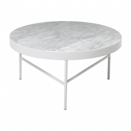 ferm LIVING - Marble Couchtisch groß - marmor weiß/H 35cm/Ø 70cm/Gestell weiß pulverbeschichtet
