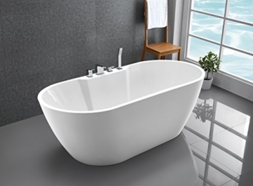 Freistehende Badewanne JAZZ PLUS Acryl weiß - 170 x 80 cm, Vormontage:Mit Vormontage (5 Werktage), Wannenarmatur:Mit Wannenarmatur 6080 - 3