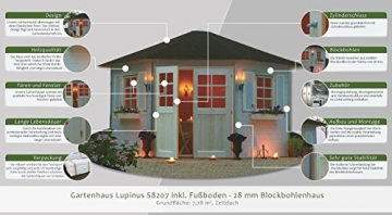 Gartenhaus Lupinus S8207 inkl. Fußboden - 28 mm Blockbohlenhaus, Grundfläche: 7,78 m², Zeltdach - 2