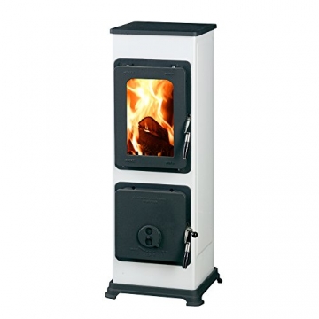 Kaminofen Bozen 91x28,8x33cm 5,0KW weiß Feuerstelle Ofen Kamin Werkstattofen - 1