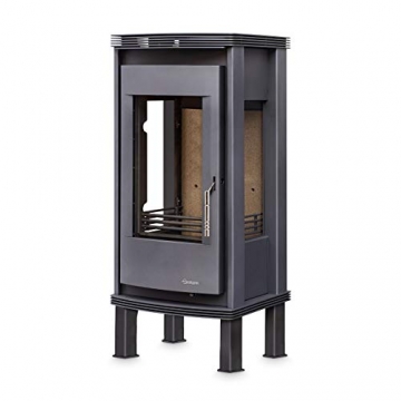 Kaminofen Holzofen 8 KW Kachelofen Kachelkamin Ofen Stahl Guss grau - 1