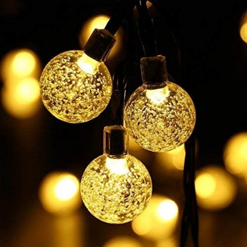 LED Solar Lichterkette Kristall Kugeln 4.5 Meter 30er Warmweiß, Mr.Twinklelight Außerlichterkette Deko für Garten, Bäume, Terrasse, Weihnachten, Hochzeiten, Partys, Innen und außen - 3