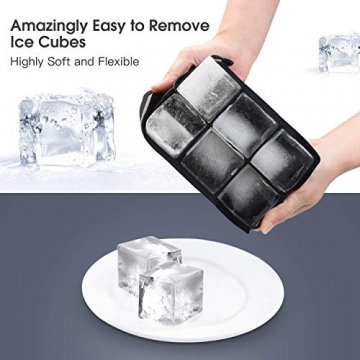 LessMo Eiswürfelform, 2er Pack XXL Silikon Eiswürfelbehälter mit Deckel, BPA-Frei Für 16 Große Eiswürfel (5cm) [Updated] (Schwarz) - 3