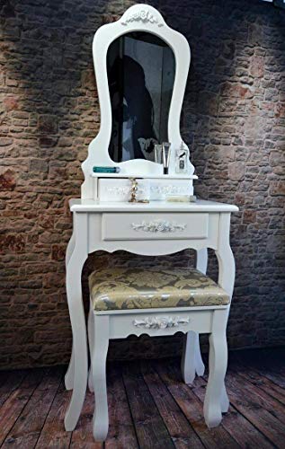 Livitat® Schminktisch Holz Gold 30 x 50 x 136 cm - 1