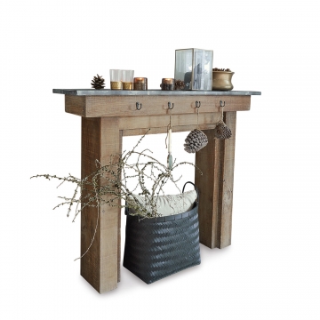 LOBERON Kaminkonsole Lesterby, braun (28 x 121 x 98.5cm)