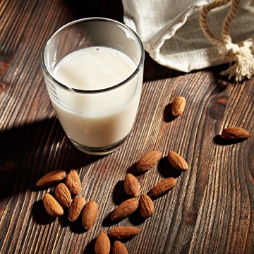 Lumaland Cuisine Nussmilchbeutel aus reinen Baumwollfasern für vegane Nussmilchherstellung inklusive Mandelmilch Rezept in nachhaltiger Verpackung Mandelmilch selber Machen Perfekter Milchersatz - 5