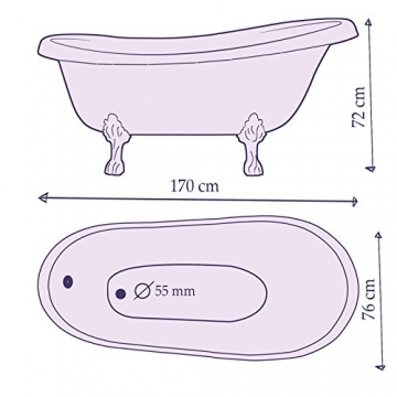 Möbelcreative Freistehende Design Badewanne Nostalgie inkl. Ab- und Überlauf rot chrom - 9