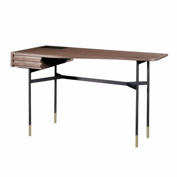 More - Harri Sekretär S - nussbaum/matt lackiert/BxHxT 120x74.5x44cm/Gestell Stahl anthrazit pulverbeschichtet