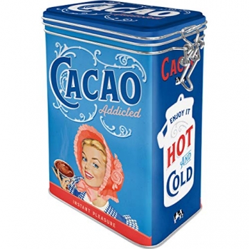Nostalgic-Art 31114 Cacao Addicted | Retro Blech Kaffee-Dose | Aromadeckel | Metall Aromadose, Bunt, 11 x 8 x 18 cm - 1