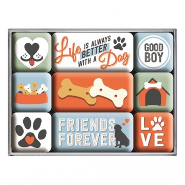 Nostalgic-Art 83100 PfotenSchild - Everthing is better, Magnet-Set (9teilig) - 1