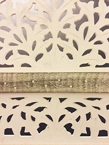 Orientalischer Paravent Raumteiler aus Holz Pratap 150 x 180cm hoch in Weiss | Indischer Trennwand als Raumtrenner oder Dekoration im Zimmer oder Sichtschutz im Garten, Terrasse oder Balkon - 4