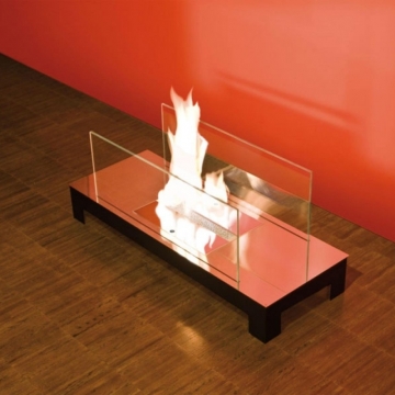 Radius - Floor Flame Kaminfeuer - edelstahl, transparent/Edelstahl/LxBxH 78x30x31cm