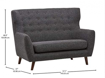 Rivet Hawthorne Modernes, getuftetes Zweisitzer-Sofa im Stil der 1950er Jahre, B 145 cm, Kaviar - 5