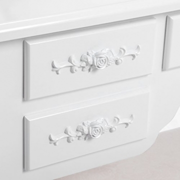 Songmics luxuriös Kippsicherung Schminktisch mit 3 spiegel und hocker, Lederimitat, weiß, 145 x 90 x 40 cm - 4