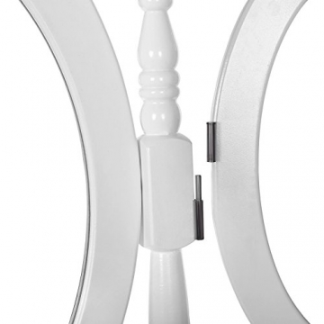 Songmics luxuriös Kippsicherung Schminktisch mit 3 spiegel und hocker, Lederimitat, weiß, 145 x 90 x 40 cm - 7