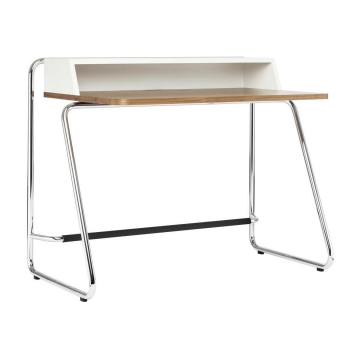 Thonet - S 1200 Sekretär - Aufsatz MDF weiß RAL 9010 decklacki/Platte Nussbaum klar lackiert/BxHxT 110x88x67cm/Gestell Stahlrohr vechromt