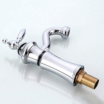 Vintage Waschtischarmatur Bad Wasserhahn 360°Drehbar Einhebelmischer Waschbecken Armatur Badarmatur Mischbatterie Waschtischbatterie Messing -(Chrom) - 4