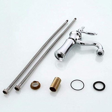 Vintage Waschtischarmatur Bad Wasserhahn 360°Drehbar Einhebelmischer Waschbecken Armatur Badarmatur Mischbatterie Waschtischbatterie Messing -(Chrom) - 7