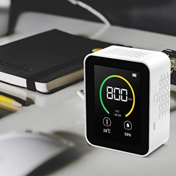 VISLONE CO2 Messgerät Luftqualität Messgerät Kohlendioxid CO2-Detektor Intelligenter Lufttester mit Temperatur-Feuchtigkeits-Anzeige 400-5000PPM Messbereich Gaskonzentration Inhalt TFT Farbbildschirm - 8