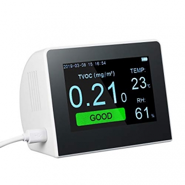 YWT Luftqualitätsmonitor, elektrischer Gasdetektor, digitaler PM2.5 HCHO TVOC-Tester für den Innen- und Außenbereich, CO2-Messgerät, Gasanalysator, LCD-Anzeige - 1