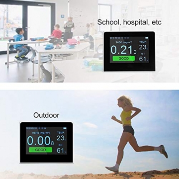 YWT Luftqualitätsmonitor, elektrischer Gasdetektor, digitaler PM2.5 HCHO TVOC-Tester für den Innen- und Außenbereich, CO2-Messgerät, Gasanalysator, LCD-Anzeige - 7